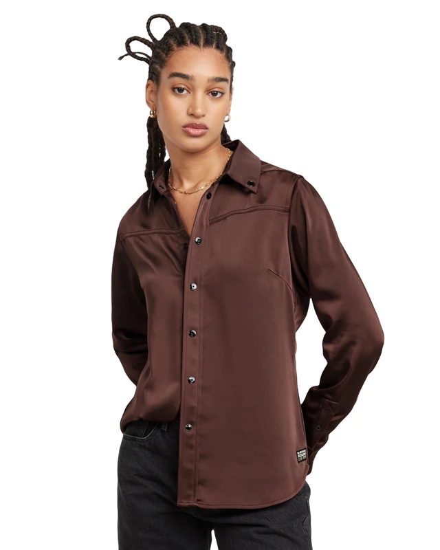 G-Star Women's Slim Shirt, Red (dk port red D25265-D414-9823), XXL