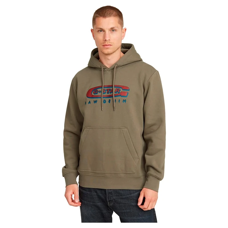 G-Star Men's Old Skool Logo Hooded Sweater, Brown (turf D26347-D733-273), XL