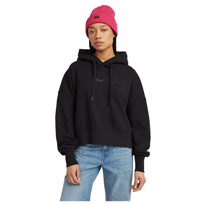 G-Star Women's G-Script Oversized Hooded Sweater, Black (dk black D25168-D562-6484), S