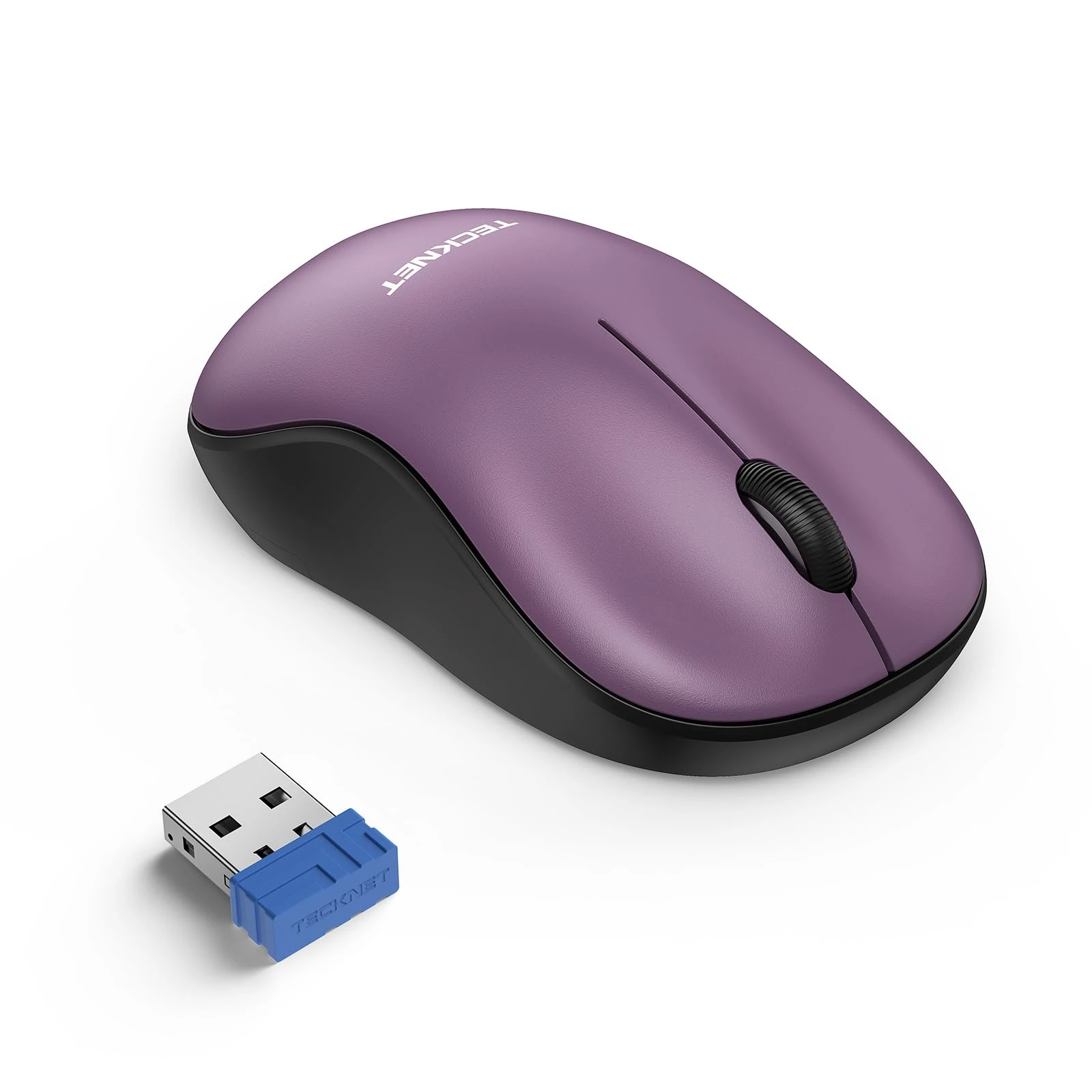 TECKNET Wireless Mouse for Laptop, 2.4GHz USB Mini Computer Mice, 3200 DPI Optical Small Portable Cordless Mouse Compatible with PC, Mac and Linux, 18 Months Battery Life (Purple)