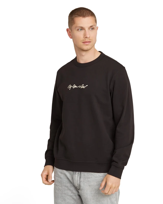G-Star Men's G-Script Logo Sweater, Black (dk black D26407-D257-6484), M