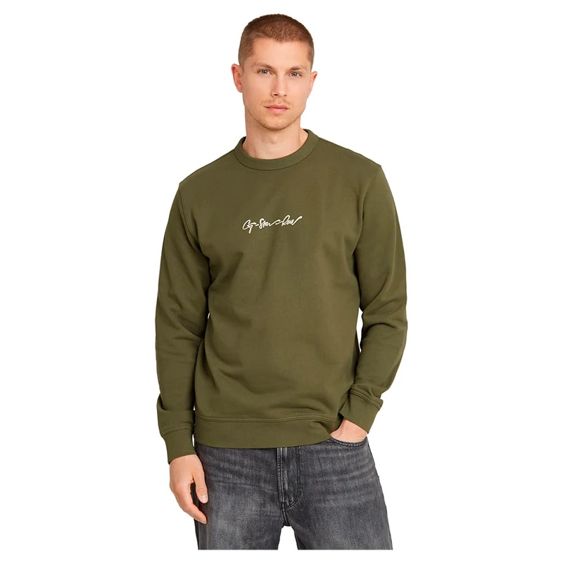 G-Star Men's G-Script Logo Sweater, Green (shadow olive D26407-D257-B230), L