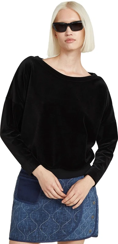 G-Star Women's Batwing Velvet Loose Sweater, Black (dk black D25747-D428-6484), XS
