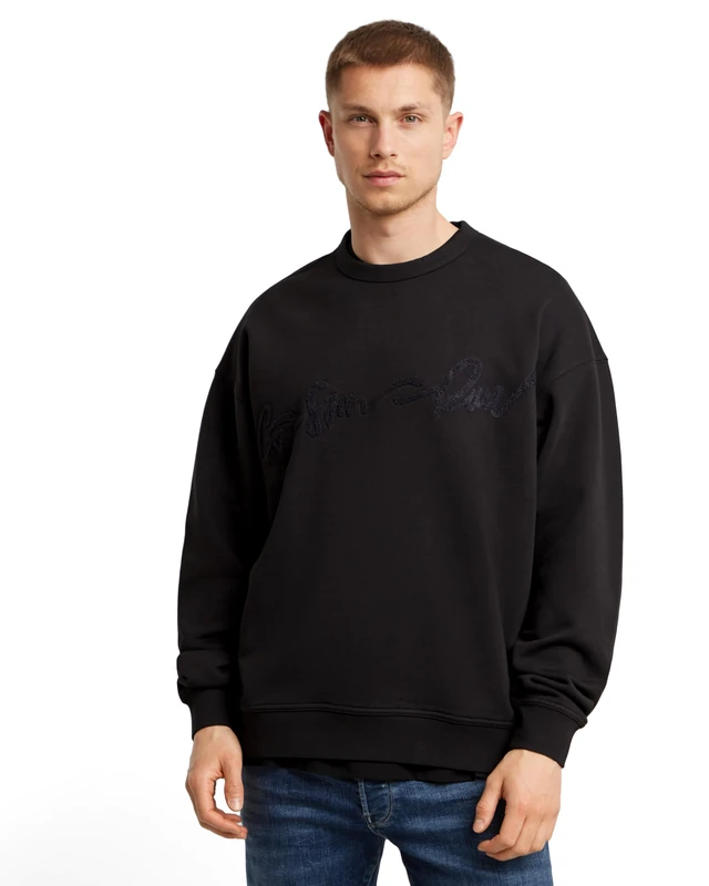 G-Star Men's Chenille G-Script Loose Sweater, Black (dk black D25134-D257-6484), L