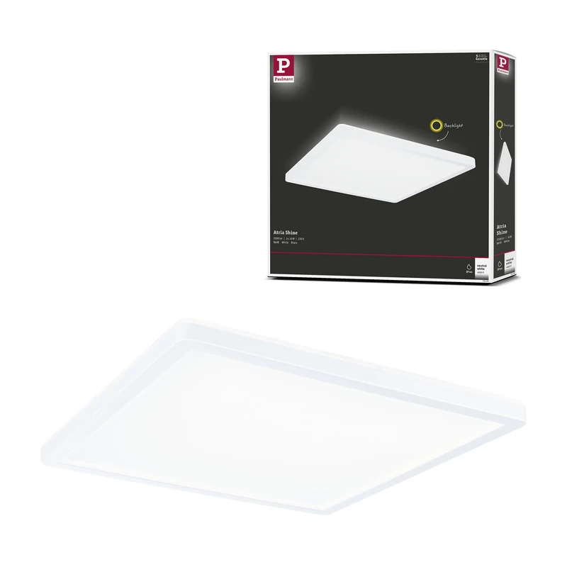 Paulmann 71159 LED Panel Atria Shine Backlight IP44 Rectangular 293x293mm 16W 1600lm 4000K White Ceiling luminaire