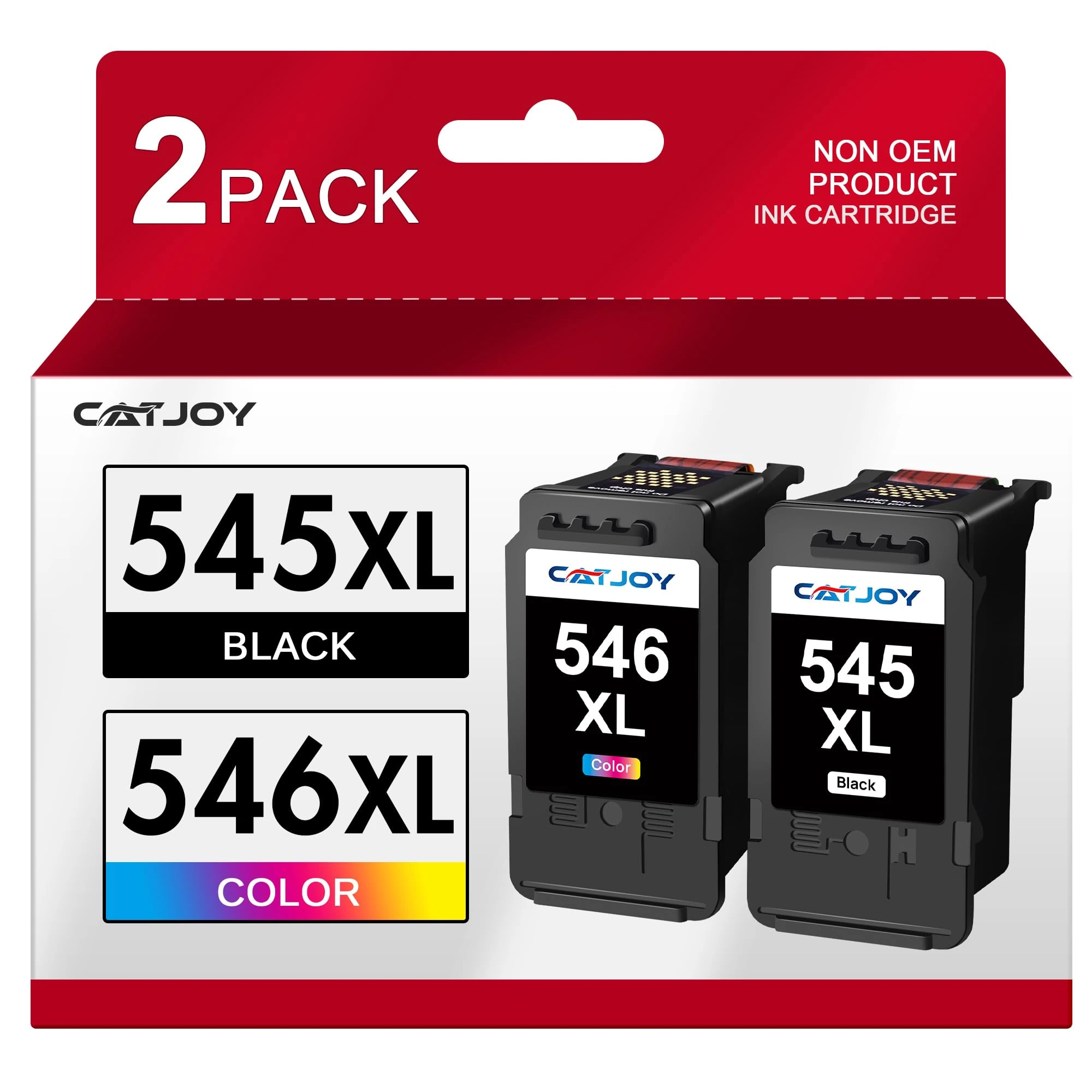 CATJOY 545XL 546XL Ink Cartridges Replacement for Canon 545XL 546XL Ink Cartridges PG-545 XL CL-546 XL for Pixma TS3355 TS3350 TS3150 MG3050 MG2550S MG2950 (1 Black 1 Tri-Colour)