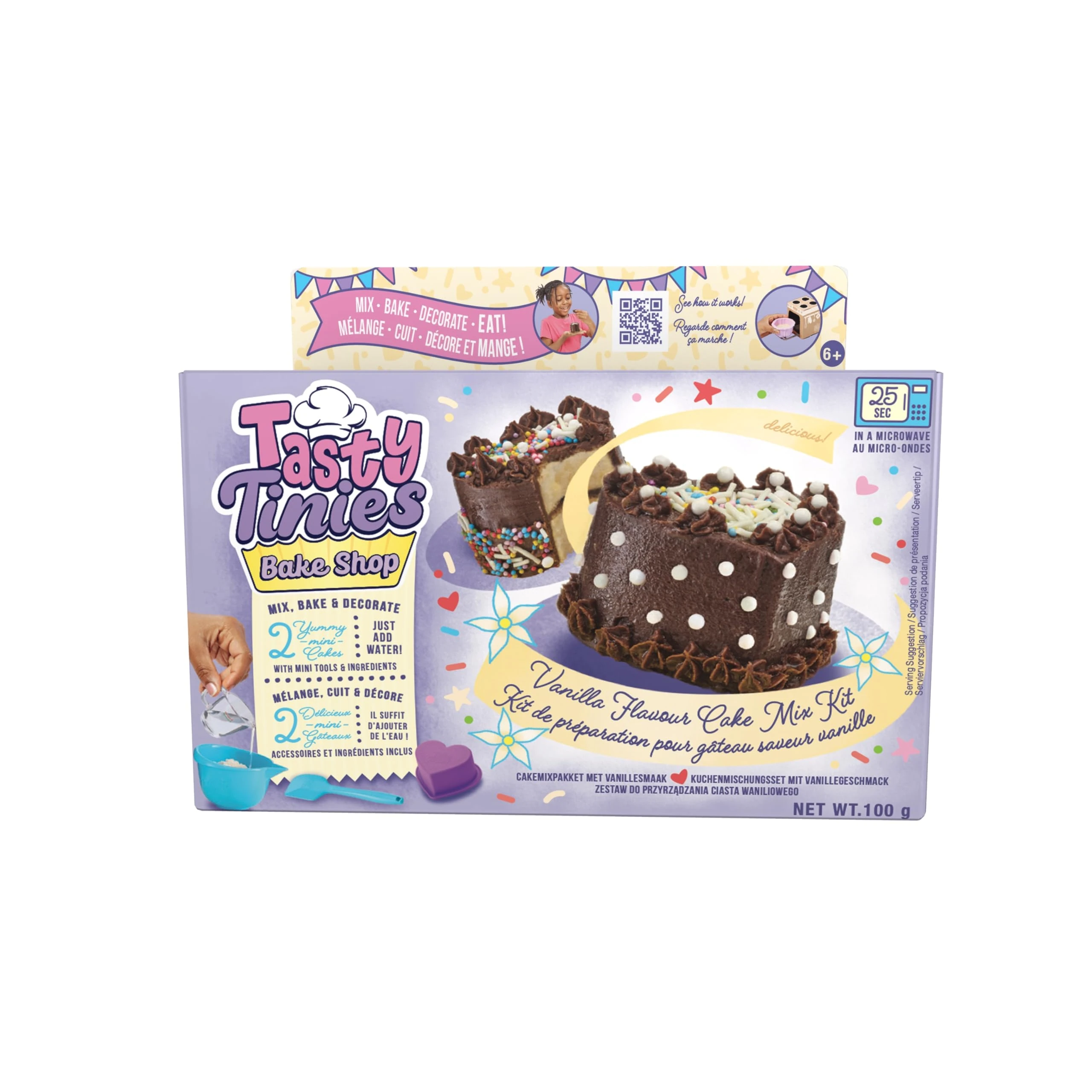 Tasty Tinies Bake Shop Cake Mix | Chocolate Cake With Chocolate Frosting & Pink Sprinkles | Bake Delicious Mini Treats In 25 Seconds | Baking Set For Kids | Recommended For Ages 6+