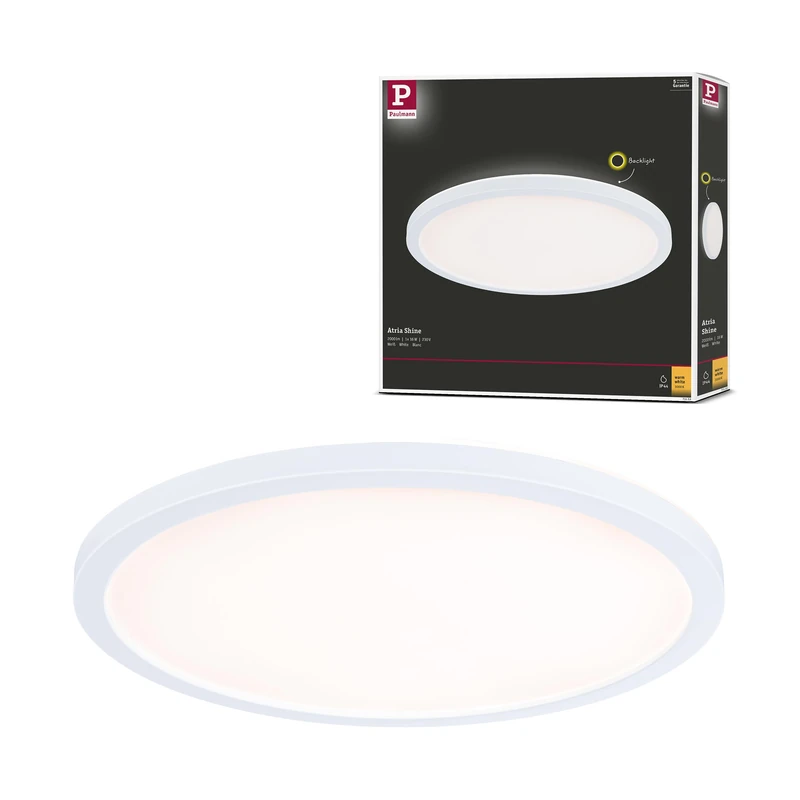 Paulmann 71153 LED Panel Atria Shine Backlight IP44 Round 293mm 16W 1600lm 3000K White Ceiling luminaire
