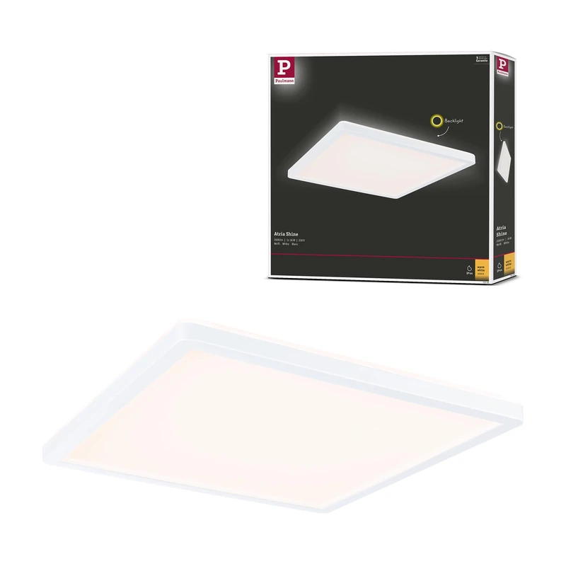 Paulmann 71155 LED Panel Atria Shine Backlight IP44 Rectangular 293x293mm 16W 1600lm 3000K White Ceiling luminaire