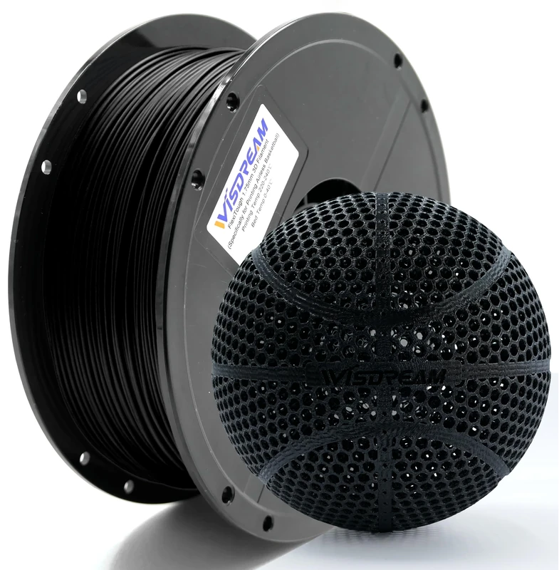 WISDREAM FlexiTough Flexible Filament, Black, Developed Specifically for 3D Printed airless basketballs,1.75mm,1KG (2.2lbs),Compatible with Most FDM Printer - Image 1