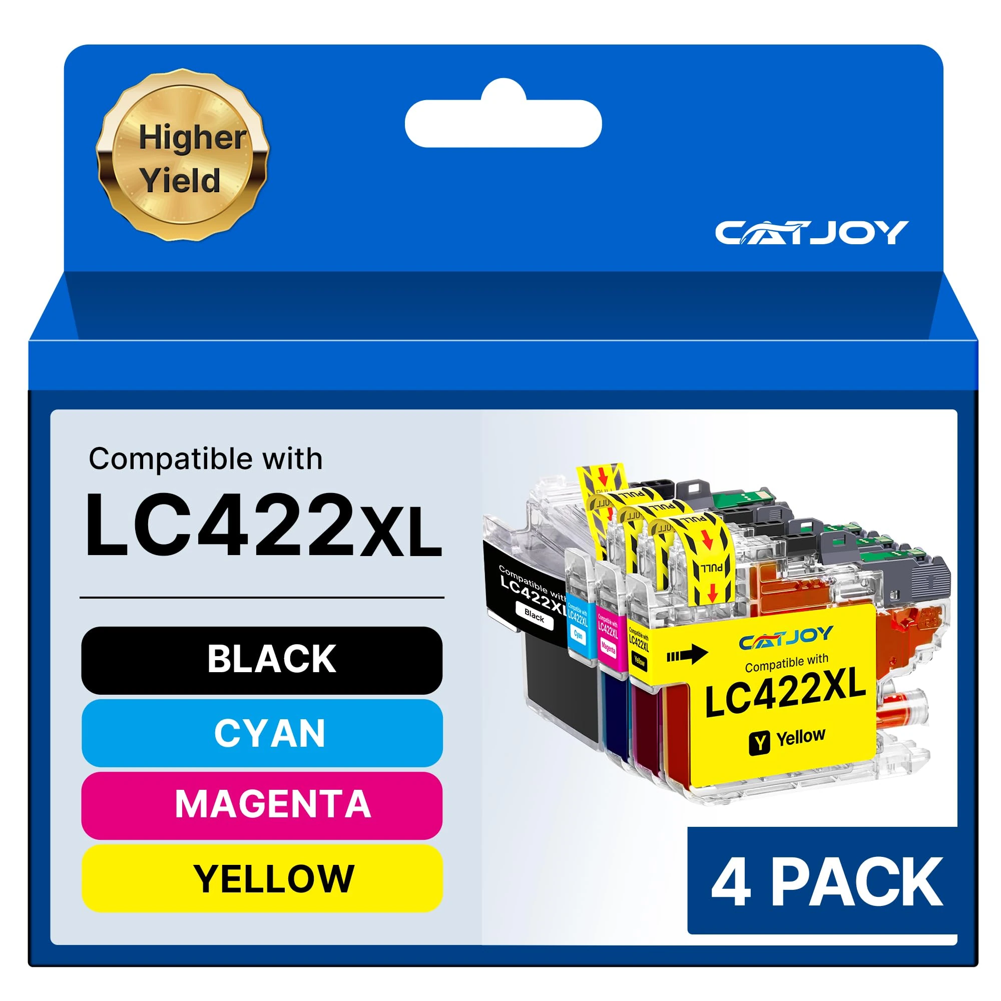 CATJOY LC422XL Ink Replacement for Brother LC422XL LC422 LC-422XLVAL Ink Cartridges Compatible for Brother MFC-J5340DW MFC-J5345DW MFC-J5740DW MFC-J6540DW (4Pack)
