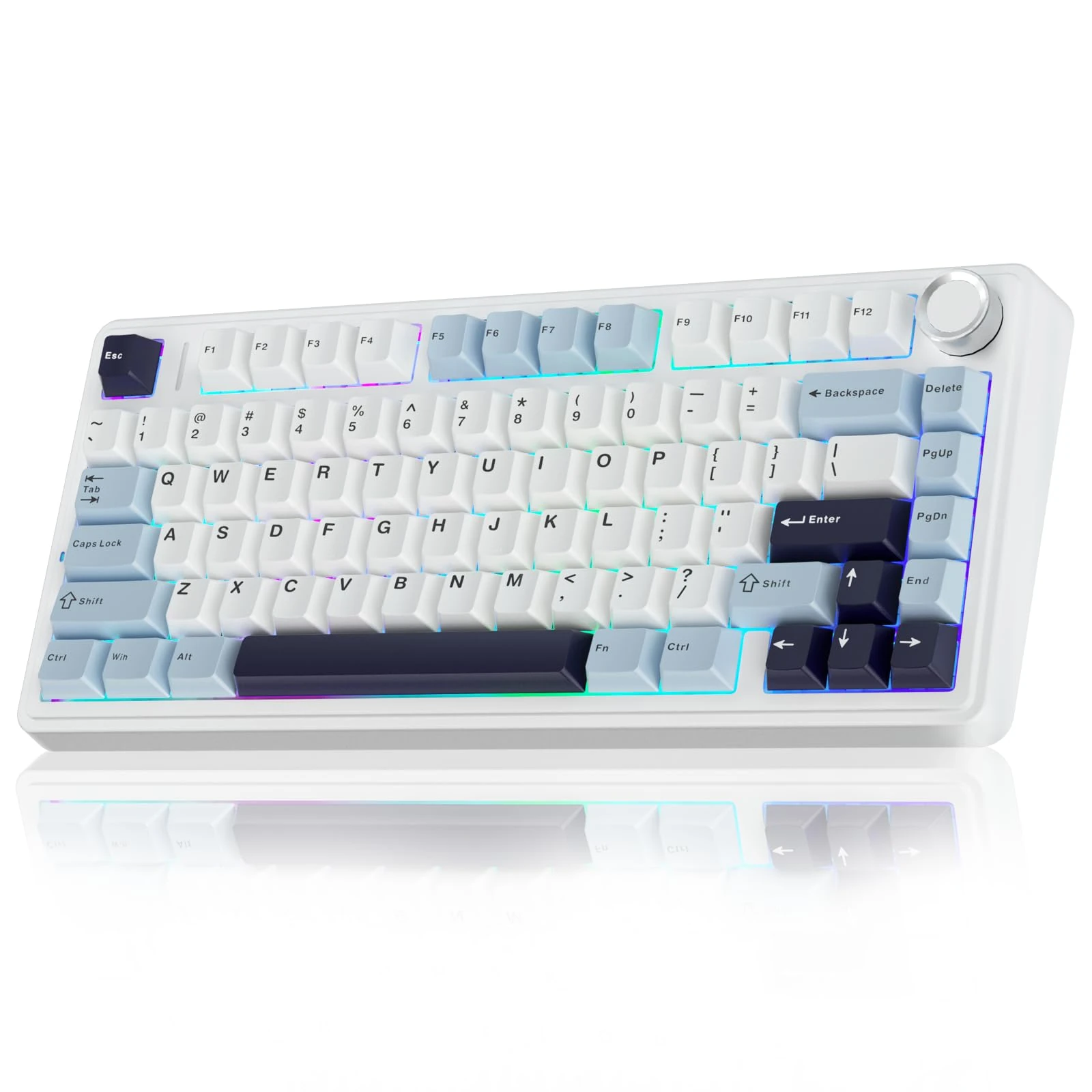 AULA F75 75% Mechanical Gaming Keyboard,2.4Ghz/Type-C/BT5.0 Wireless Mechanical Keyboards,Advanced Structure,RGB Backlight,Creamy Sound,Hot Swappable Custom Keyboard(Glacial Blue)