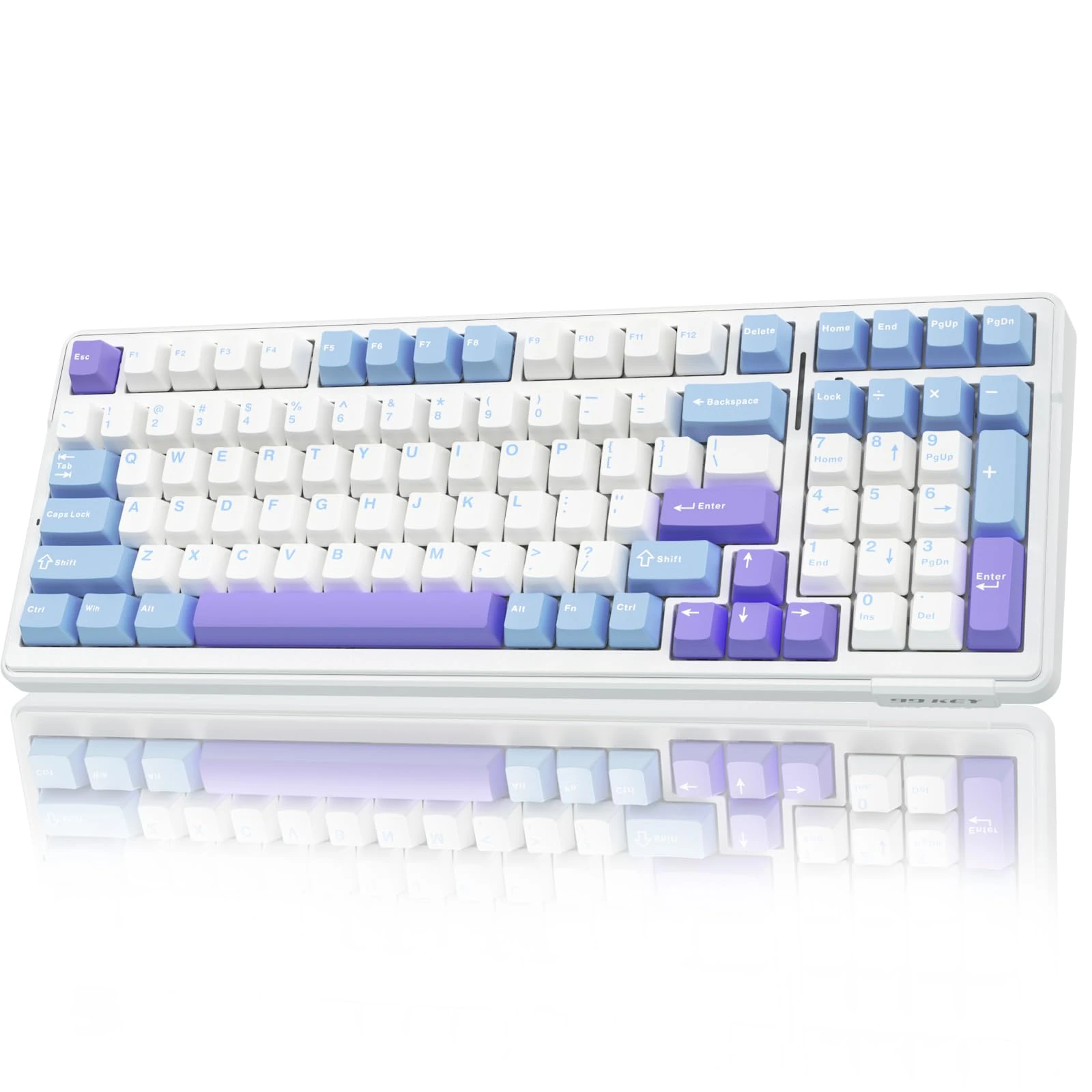 AULA F99 Mechanical Gaming Keyboard,BT5.0/2.4GHz/USB-C Hot Swappable Custom Keyboards with Five-Layer Padding,Pre-lubed Switches,8000mAh Battery,RGB Wireless Keyboard for PC/Tablet,Blue&Purple
