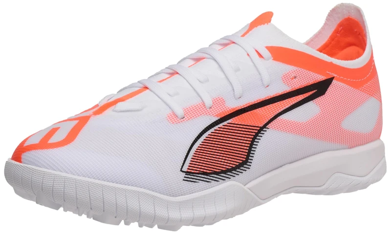 PUMA Unisex Ultra 5 Match Turf Football Boots, PUMA White-PUMA Black-Glowing Red, 8 UK