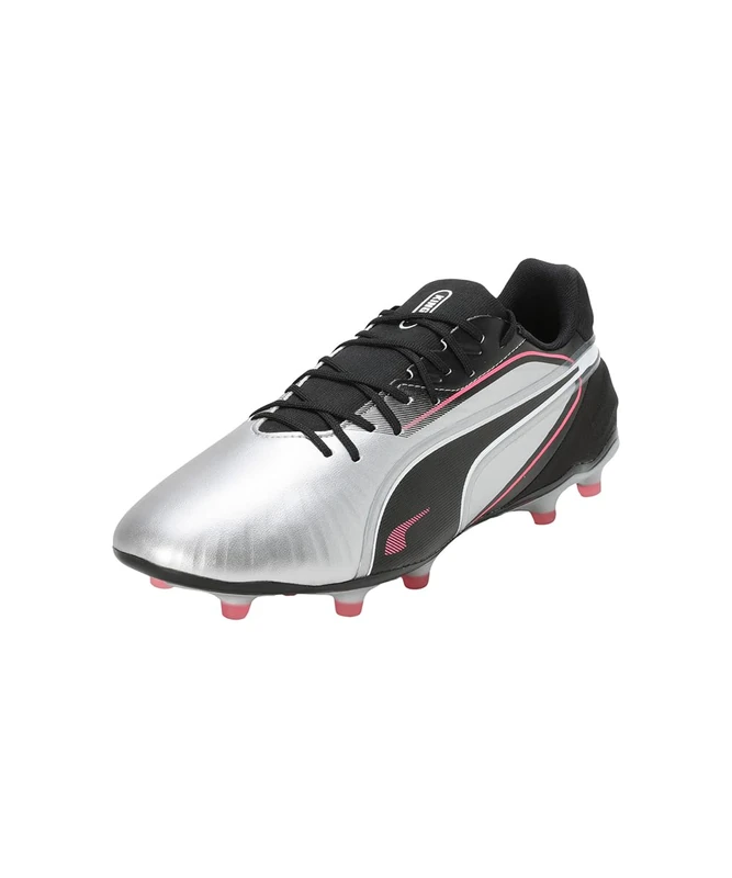PUMA Unisex King Match Firm Ground/Artifical Ground Football Boots, PUMA Silver-PUMA Black-Sun Struck-PUMA White, 13 UK