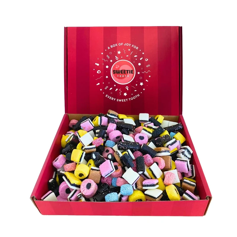 Sweetie Tooth Premium Liquorice Allsorts 1kg Hamper Gift Box - Liquorice Allsorts Sweets for Christmas, Valentines, Birthday, Easter, Kids, Thank You, Fathers Day, Congratulations