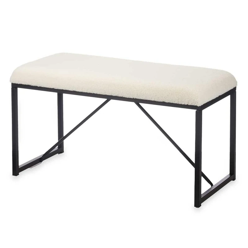 Gift Decor Bench White Metal Fabric 81 x 42 x 38 cm