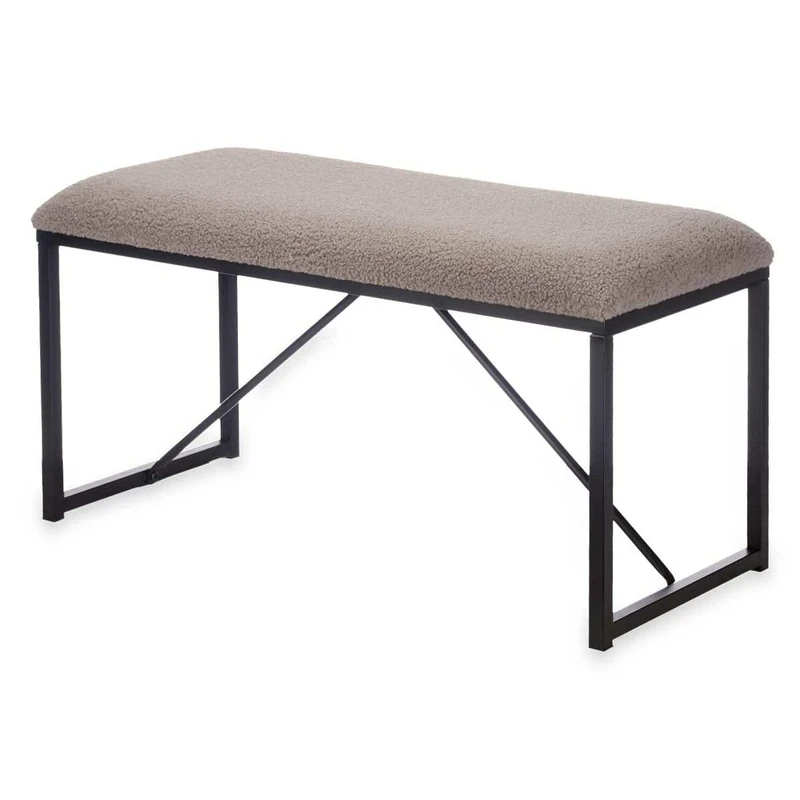Gift Decor Bench Brown Metal Fabric 81 x 42 x 38 cm