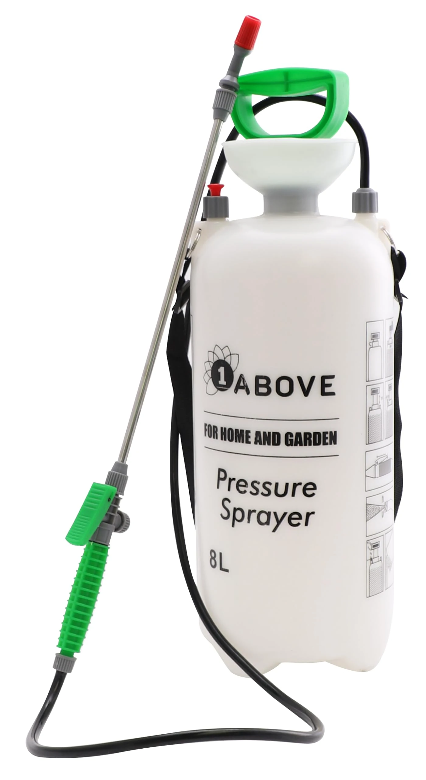 1ABOVE 8 Litre Garden Pressure Sprayer, Weed Killer, Water Pump Sprayer Ideal for Spraying water, Fertiliser, Herbicides, Pesticides, Detergent and Preservatives
