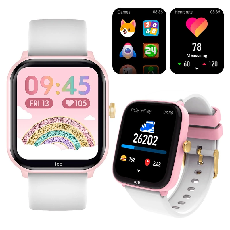 ICE-WATCH - ICE Smart Junior 2.0 Pink White - Pink Connected Children's Watch with White Silicone Strap - 022797 (1,75 inch)