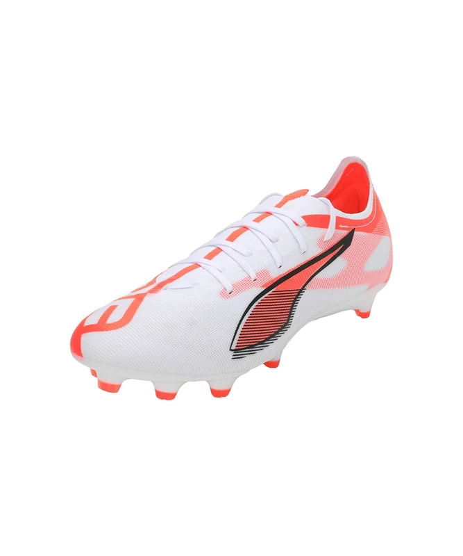 PUMA Unisex Ultra 5 Match Firm Ground/Artifical Ground Football Boots, PUMA White-PUMA Black-Glowing Red, 8.5 UK