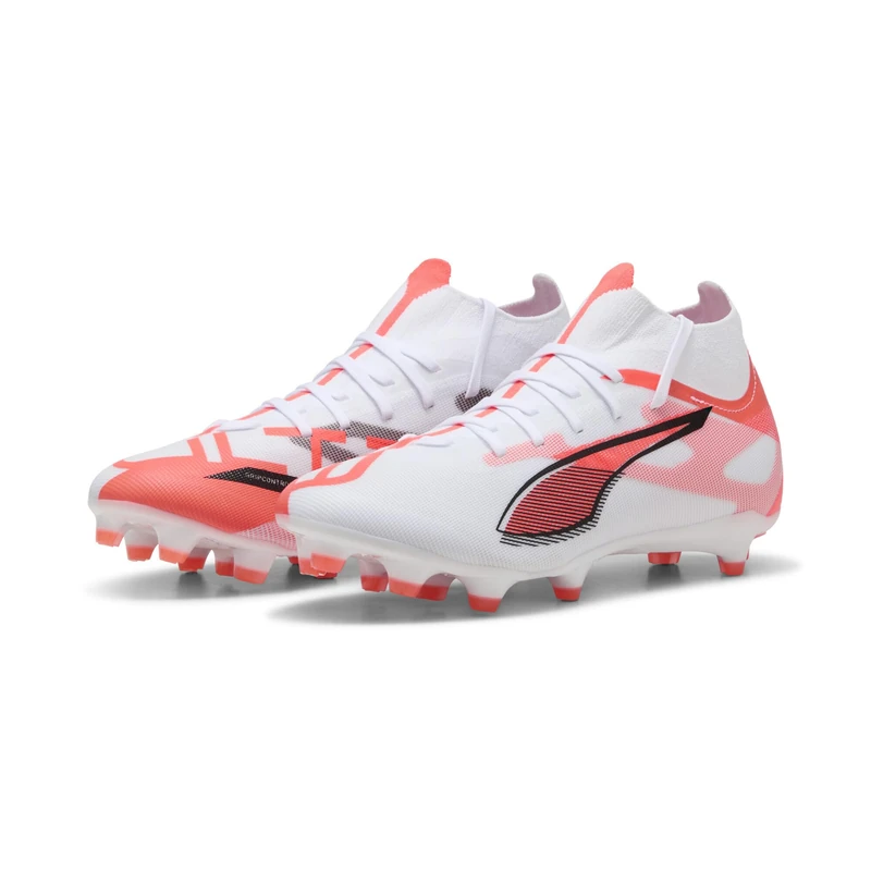 Puma Women's Ultra 5 Match+ Firm Ground/Artifical Ground Football Boots, Puma White-Puma Black-Glowing Red, 3 UK