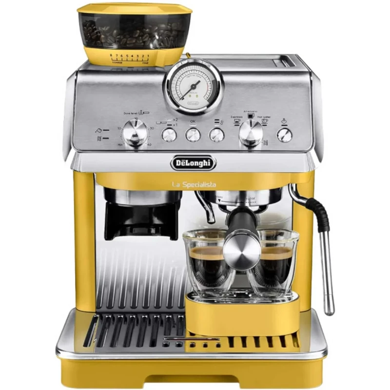 De'Longhi La Specialista Arte EC9155.YE, Barista Pump Espresso Machine, Bean to Cup Coffee and Cappuccino Maker, 8 Grinding Settings, MyLatte Art Frothing Wand, 1550W, Yellow