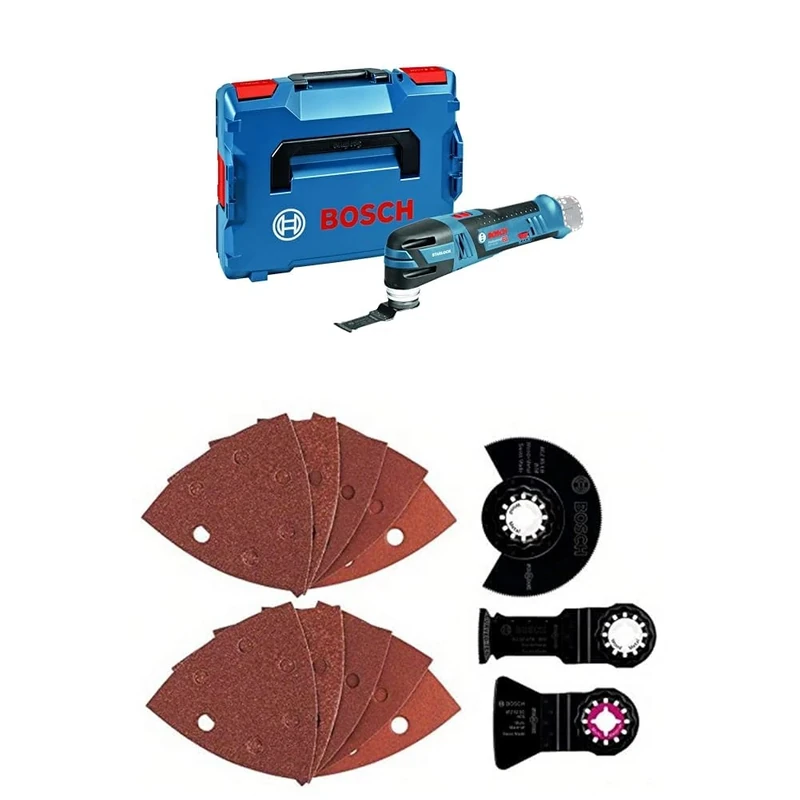 Bosch Professional 12V System GOP 12V-28 Cordless Multi Cutter (Starlock Tool Holder, excluding Batteries and Charger, in L-BOXX 102) + Universal Set Wood, Metal, PVC, 13 pcs.