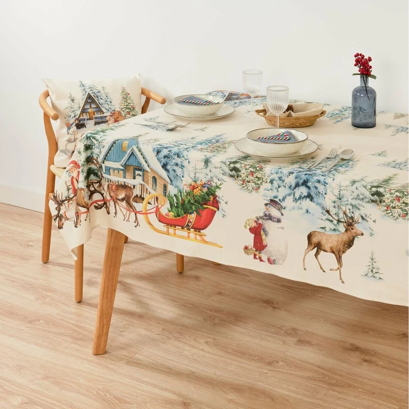 Muaré Stain-Resistant Tablecloth Christmas Landscape 200 x 155 cm