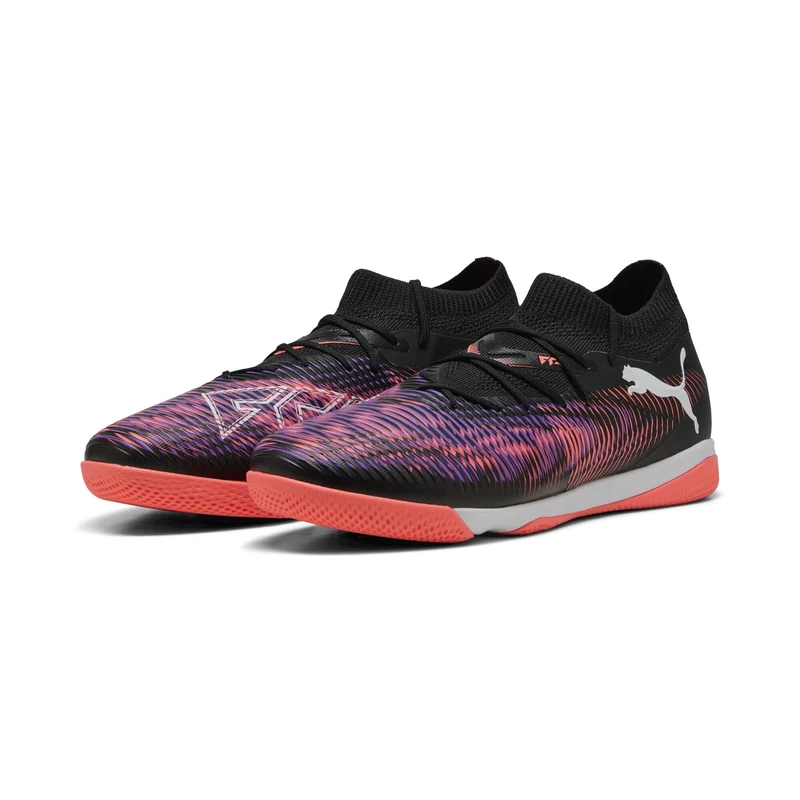 Puma Unisex Future 8 Match Indoor Training Football Boots, Puma Black-Puma White-Glowing Red, 10.5 UK - Image 1