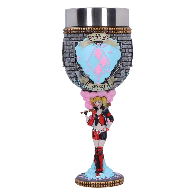 Nemesis Now Harley Quinn Goblet, Resin, Officially Licensed DC Merchandise, DC Batman Harley Quinn Goblet, DC Home Decor, Stainless Steel Insert, Cast in The Finest Resin, Expertly Hand-Painted