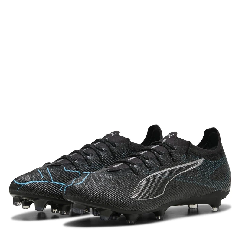PUMA Unisex Ultra 5 PRO Firm Ground/Artifical Ground Football Boots, PUMA Black-PUMA Silver-Bright Aqua, 8 UK