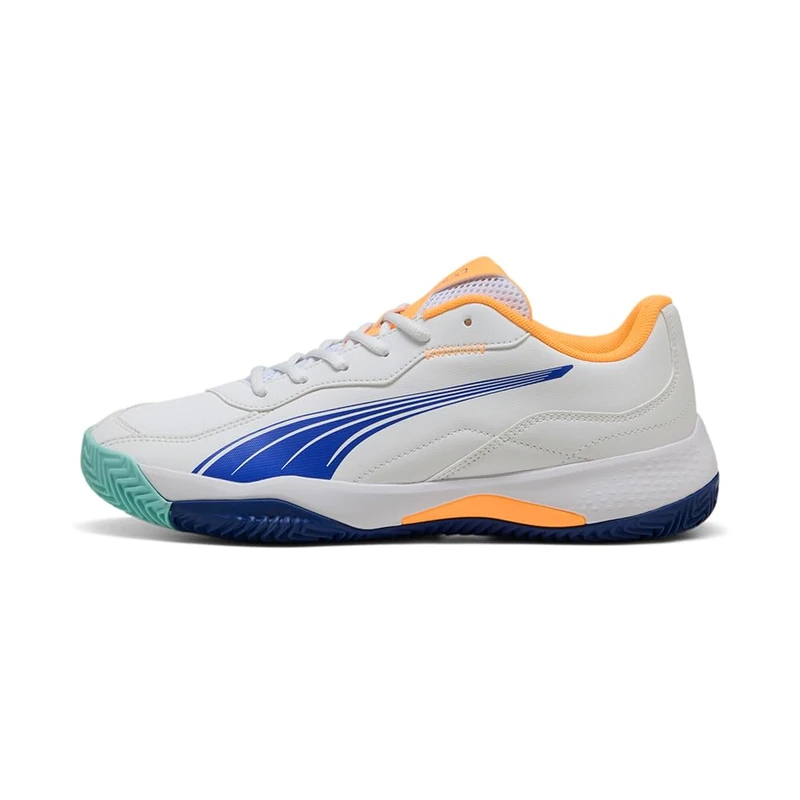 PUMA Unisex NOVA Smash Padel Shoes, PUMA White-Vivid Blue-Heat Fire-PUMA Black, 9.5 UK - Image 1