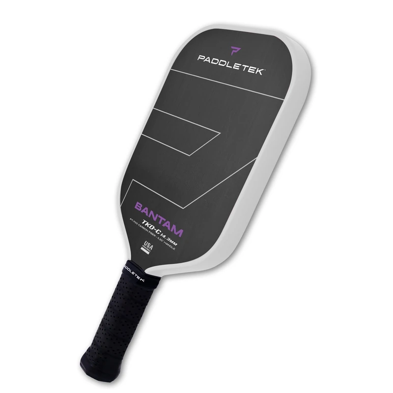 Paddletek Bantam TKO-C 14.3mm - Professional Pickleball Paddle with Polymer Honeycomb Core - Unidirectional Carbon Fiber – Torsional Weighting & High Tack Performance Grip - USAPA Approved - Aurora