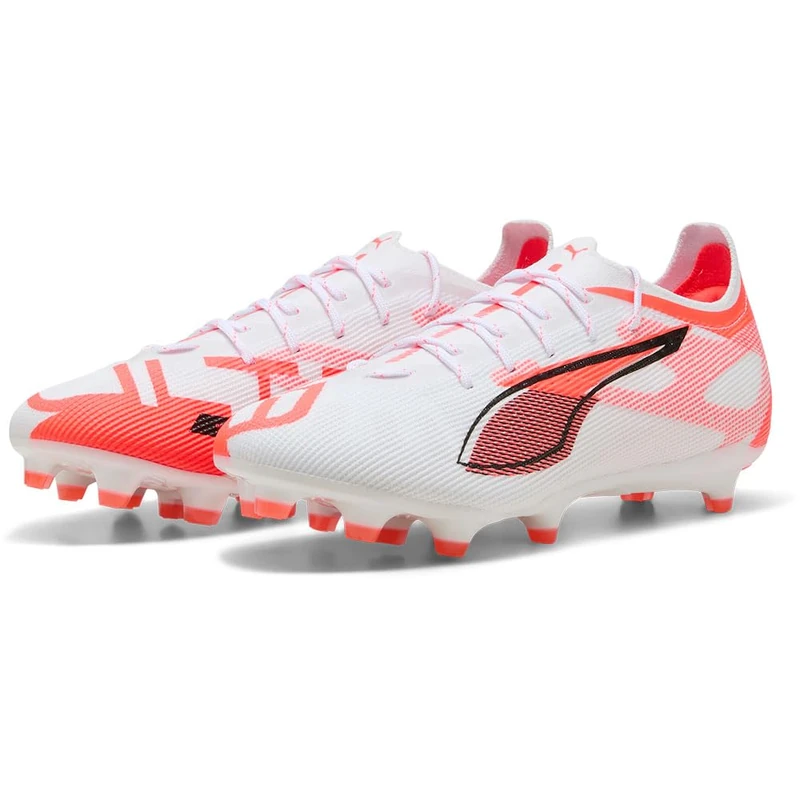 PUMA Unisex Ultra 5 PRO Firm Ground/Artifical Ground Football Boots, PUMA White-PUMA Black-Glowing Red, 5 UK