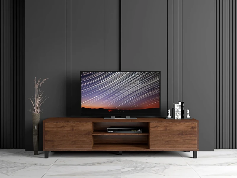 Kidsaw ELV9 Dark Oak 2 Door TV Cabinet, 1.6m, Brown - Image 1
