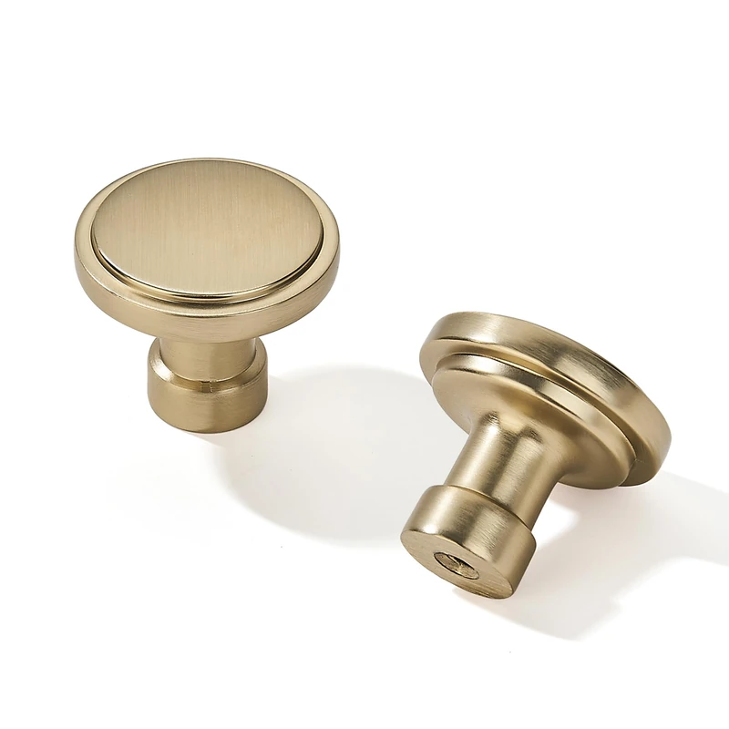 ZAUYX 10 Pack Champagne Bronze Cabinet Knobs 1-3/4 Inch, Jasper Pulls Champagne Brass Solid Dresser Knobs Drawer Knobs Kitchen Cabinet Knobs Single Hole Knob for Cabinets and Drawers Round
