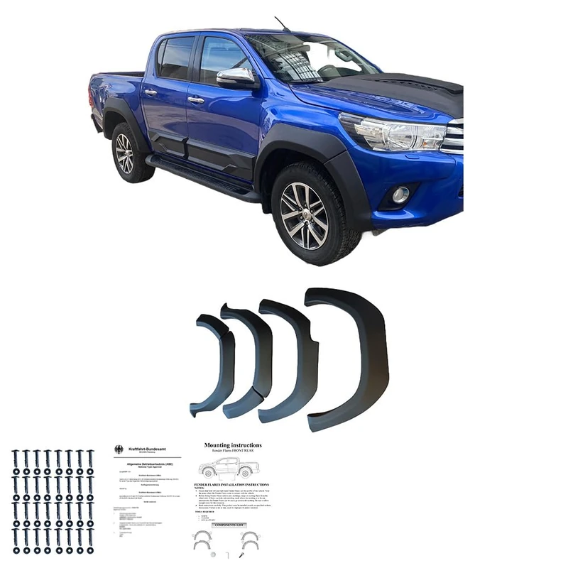 Oneway Set Fender Flares compatible with Toyota Hilux 2015-2020 - Matt black - Image 1