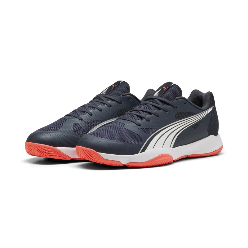 PUMA Unisex Eliminate Turbo Indoor Court Shoe, Parisian Night White-Glowing RED, 7 UK