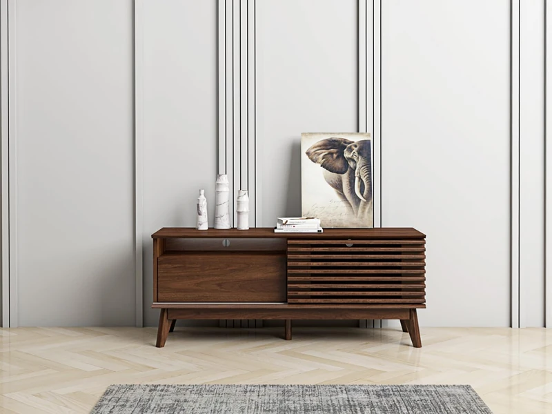 Kidsaw LV41 Columbian Walnut 1 Door 1 Drawer TV Cabinet, 1.2m, Brown - Image 1