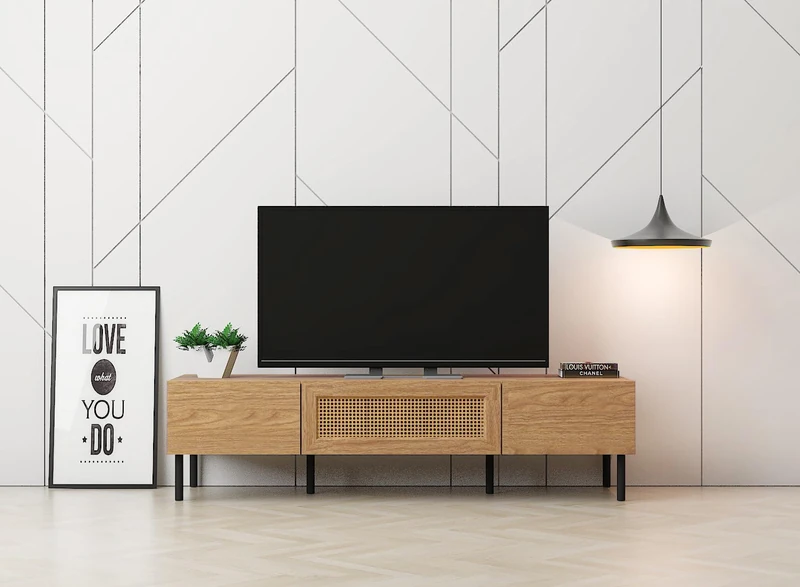 Kidsaw LV51 Mid Oak 2 Door TV Cabinet, 1.4m, Brown