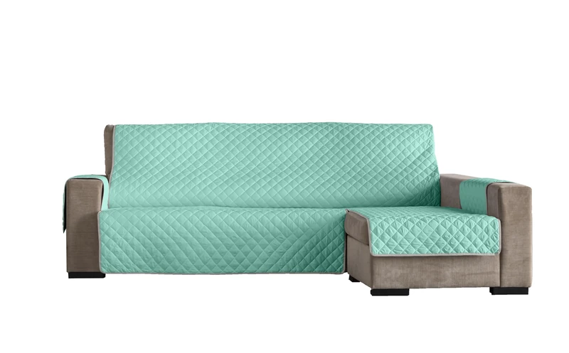 Estoralis Eden | Modern Chaise Longue Cover | Turquoise Quilted Fabric | Chaisse Longue 290 cm Right Arm Fabric Size 290 x 255 cm (WxH) | Protector for All Types of Sofas - Image 1