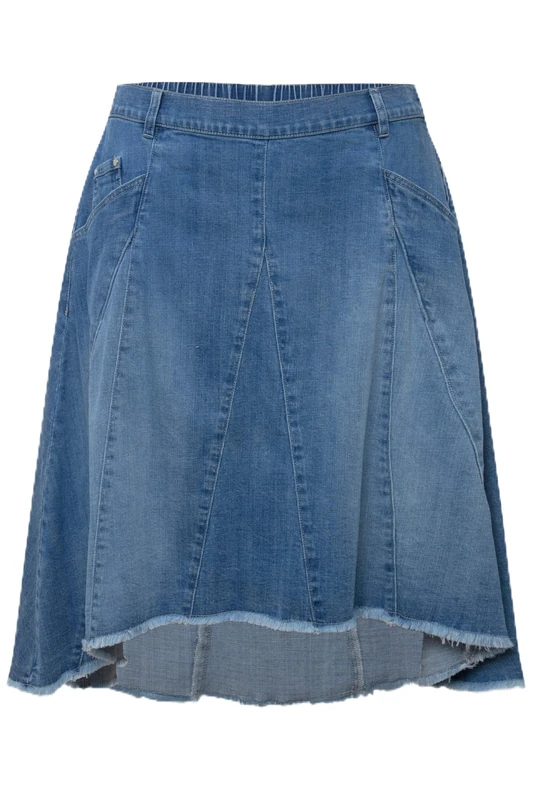 Ulla Popken, Ladies Plus Size Godets Denim Skirt, Blue, 26