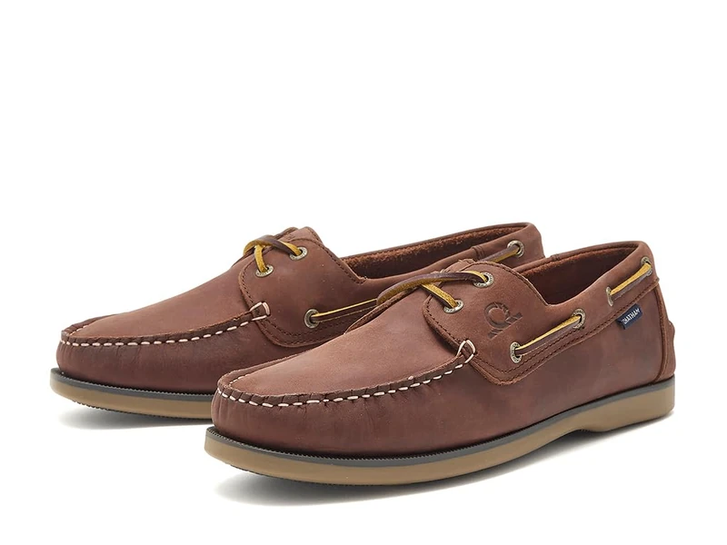 Chatham Whitstable Premium Leather Boat Shoes, Burgundy, 10