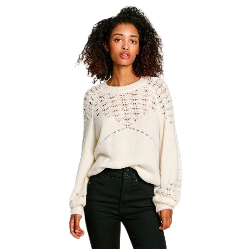 Pepe Jeans Women's Naina Knitwear, White (Mousse White), M