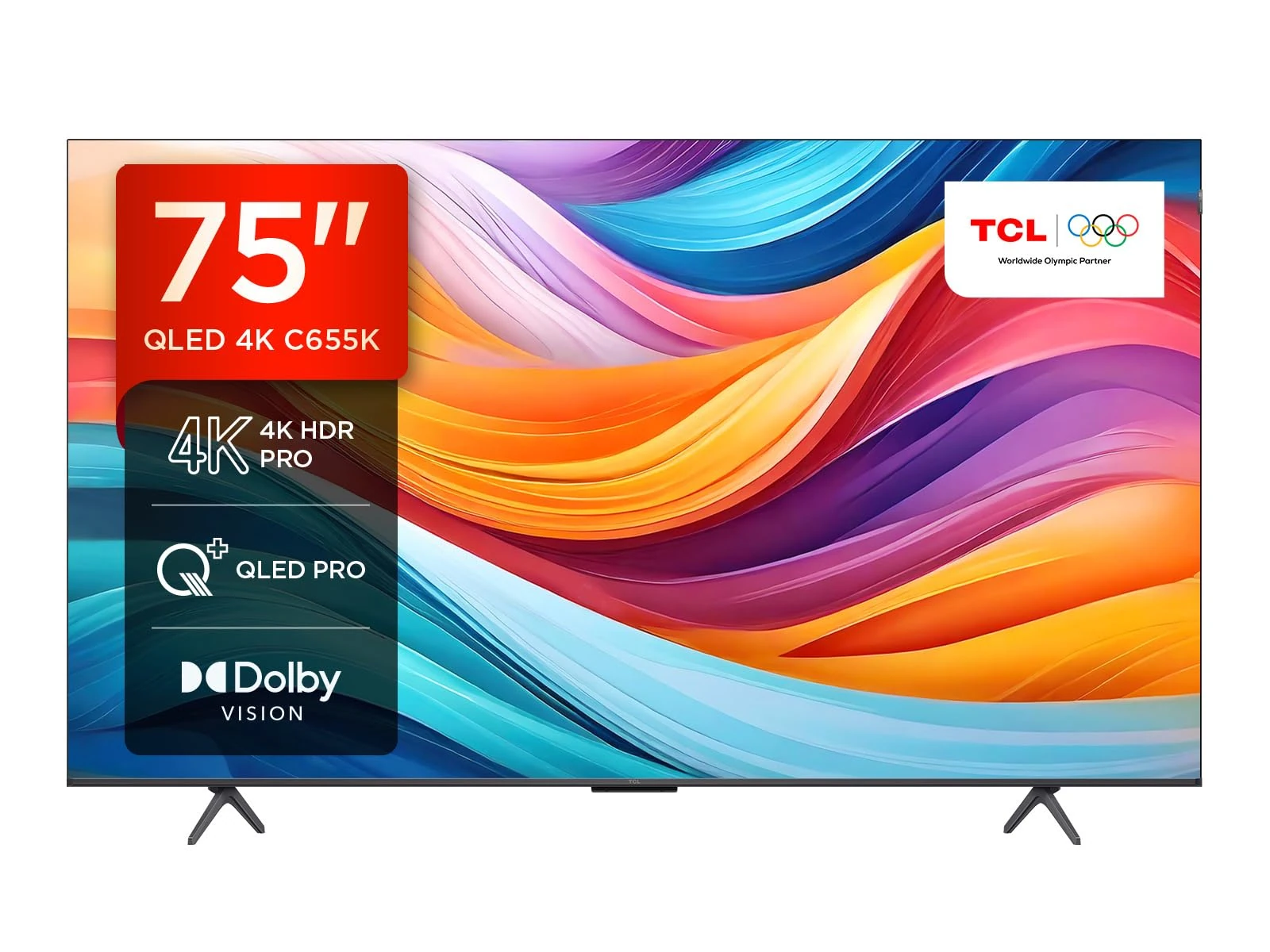 TCL 75C655K 75-inch QLED Pro Television, 4K Ultra HD, HDR Pro, Smart TV Powered by Android TV (Dolby Vision & Atmos, Motion Clarity, Hands-Free Voice Control, Compatible with Google assistant & Alexa)