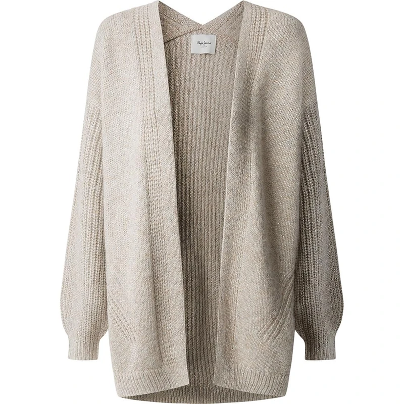Pepe Jeans Women's Nica Sweater Cardigan, Beige (Candle White), XL
