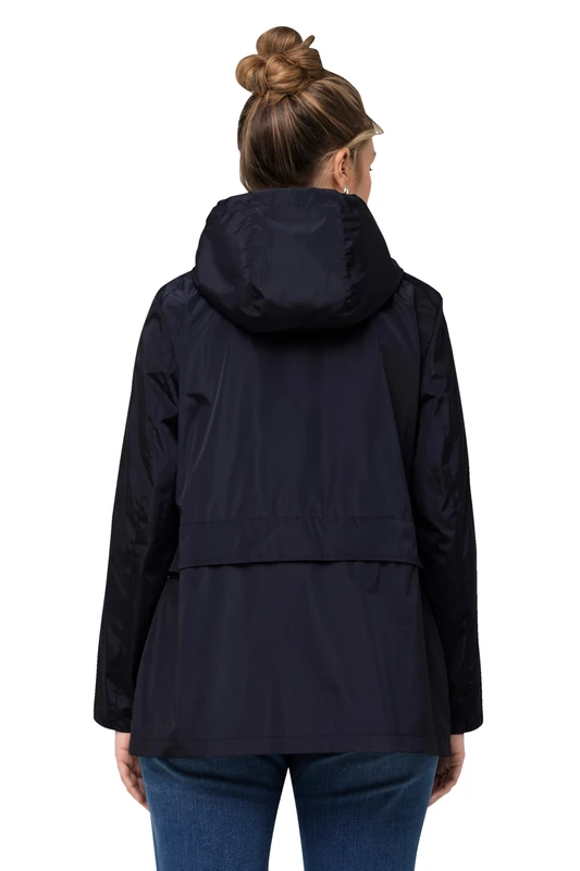 Ulla Popken, Ladies Large Sizes, Specialist Hyprar Windbreaker: Transition Jacket with Hood, black, 46-48