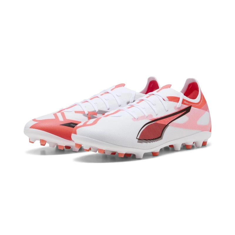 Puma Unisex Ultra 5 Match Multi-Ground Football Boots, Puma White-Puma Black-Glowing Red, 11 UK