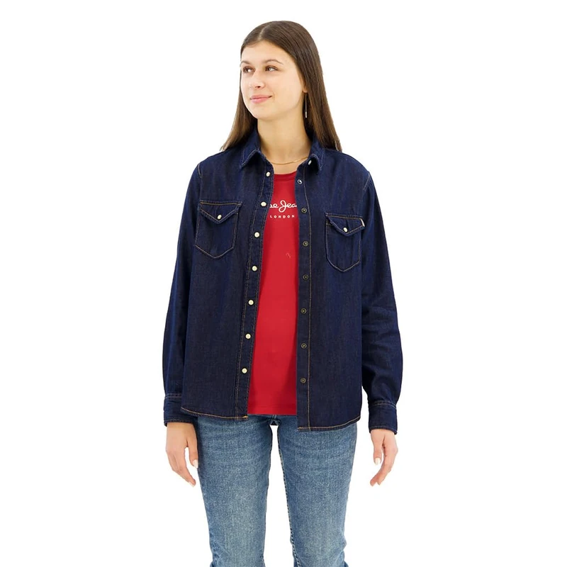 Pepe Jeans Women's Regular Shirt, Blue (Denim-BC3), S - Image 1